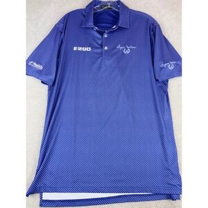 Byron Nelson Mens Medium Golf Polo Shirt Blue White Dot Print Short Sleeve‎ EZGO